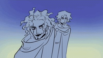 Two Men Standing Side By Side Blue Background GIF