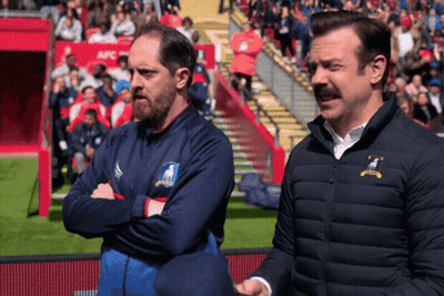 Two Men Standing With Goat Jacket GIF