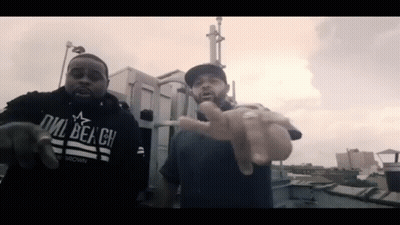 Two Men Standing With Owl Beach Shirt GIF