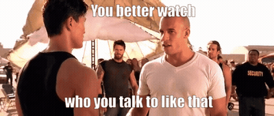 Two Men Standing With Security Guard GIF