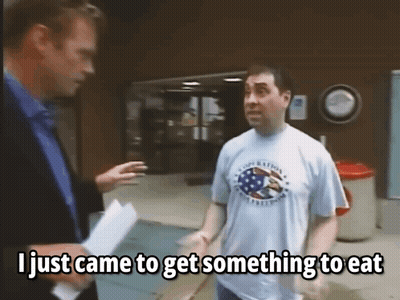 Two Men Talking 'I Just Came To Get Something To Eat GIF