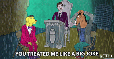 Two Men Talking In Front Of Starz Logo GIF