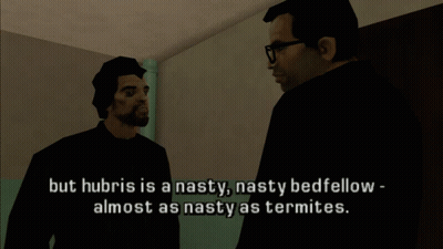 Two Men Talking In Video Game Scene GIF