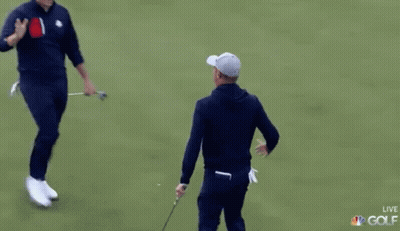 Two Men Talking On Golf Course GIF