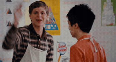 Two Men Talking One In Apron Lose Love Poster GIF