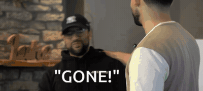Two Men Talking One Saying Gone GIF