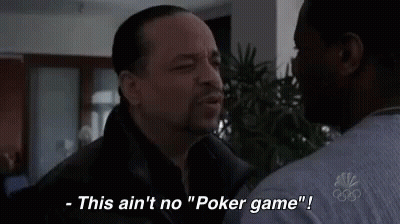 Two Men Talking Saying This Ain't No Poker Game GIF