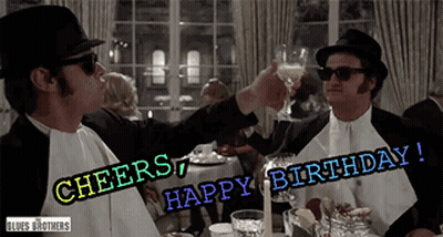 Two Men Toasting With Champagne Cheers Happy Birthday GIF