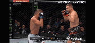 Two Men UFC Cage Fight Sponsored By Monster GIF