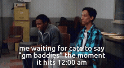 Two Men Waiting For Cate To Say Gm Baddies GIF