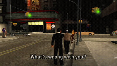 Two Men Walking Down Street With What's Wrong With You GIF