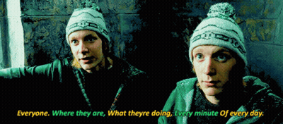 Two Men Wearing Beanies With The Words Everyone Where They Are What Theyre Doing Every Minute Of Every Day Written Below GIF