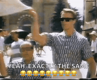Two Men Wearing Sunglasses Are Standing Next To Each Other And Laughing . GIF