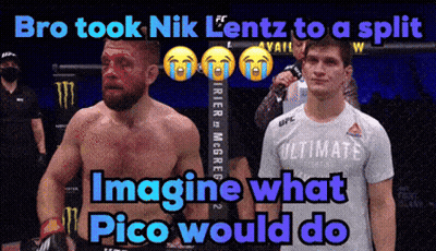 Two Men With Caption Bro Took Nik Lentz To A Split GIF