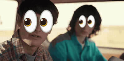 Two Men With Cartoon Eyes GIF