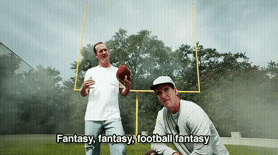 Two Men With Football And Fantasy Football Text GIF