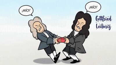Two Men With Getfried Leibniz Speech Bubbles GIF