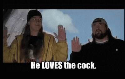 Two Men With Hands Up He Loves The Cock GIF