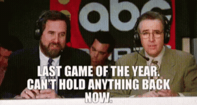 Two Men With Headphones In Front Of ABC Sign GIF