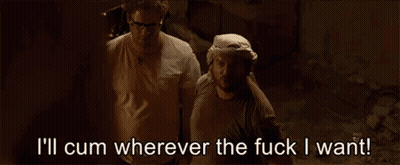 Two Men With I'll Cum On Your Fucking Art GIF