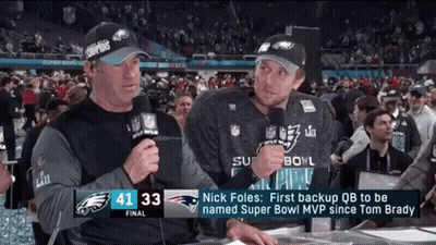 Two Men With Microphones Nick Foles First Backup QB Super Bowl MVP GIF
