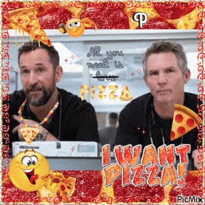 Two Men With Pizza Slices All You Need Is Pizza GIF