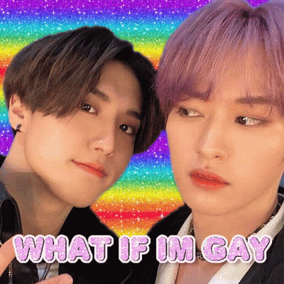 Two Men With Purple Hair Saying What If I'm Gay GIF