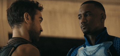 Two Men With Red Lights On Arms GIF