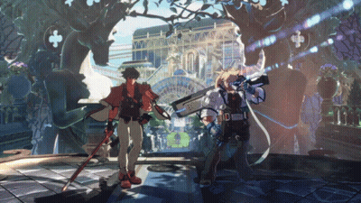 Two Men With Sword And Gun GIF