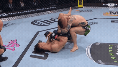 Two Men Wrestling In A Cage With Energy Drink Can GIF
