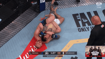 Two Men Wrestling In Boxing Ring With Budweiser Ad GIF