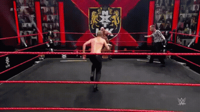 Two Men Wrestling In Ring With Referee GIF