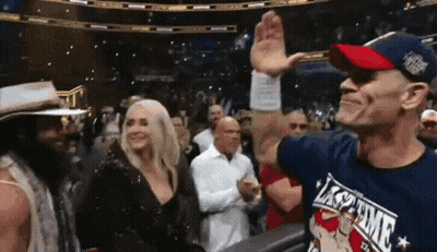 Two Men Wrestling In Stadium One In KO Shirt GIF
