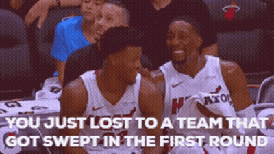 Two Miami Heat Players Talking GIF