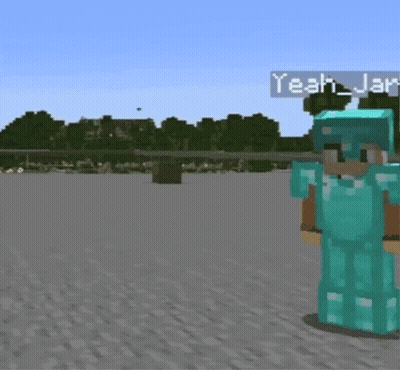Two Minecraft Characters Are Standing Next To Each Other And One Of Them Has The Name Yeah_jar On His Head GIF