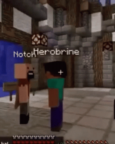 Two Minecraft Characters Standing Together GIF