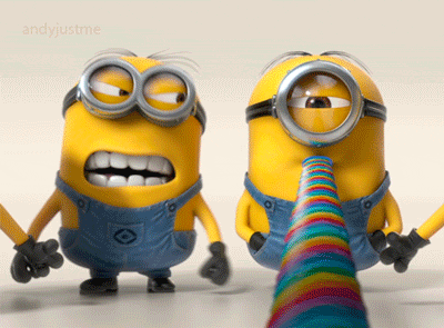 Minions With Rainbow Cone GIF