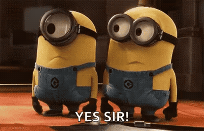 Two Minions Are Standing Next To Each Other And One Of Them Is Saying Yes Sir . GIF