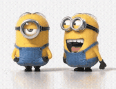 Two Minions In Blue Overalls GIF