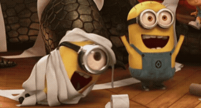 Two Minions Playing With Toilet Paper And Turtle GIF