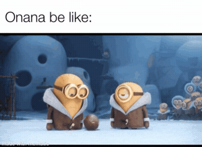 Two Minions Standing Next To Each Other With The Words ' Oanana Be Like ' On The Bottom GIF