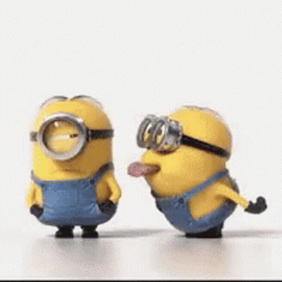 Two Minions Sticking Tongues Out GIF