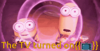Two Minions The TV Turned On GIF