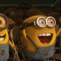 Two Minions Waving With Goggles GIF
