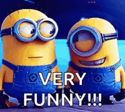 Two Minions Wearing Goggles Saying Very Funny GIF