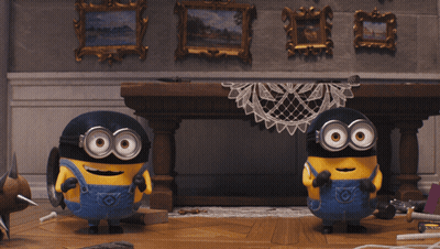 Two Minions With Awww Sign GIF