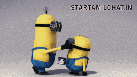 Two Minions With Startamilchat.in GIF