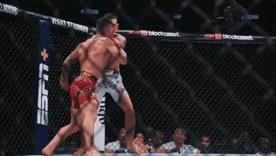 Two MMA Fighters Fighting In Cage With ESPN GIF