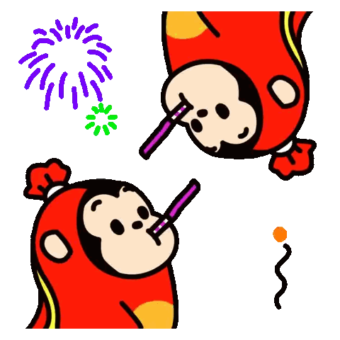 Two Monkeys Blowing Soap Bubbles Sticker