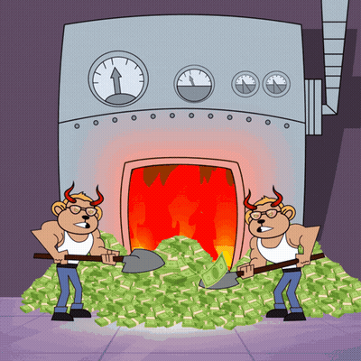 Two Monkeys Shoveling Money GIF